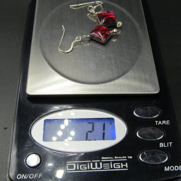 Sterling Silver Red Unique Shell Dangle Earrings Vintage - Picture 5 of 5